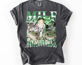 Man I Love Frogs Vintage T-Shirt, Funny Frog Meme Graphic Tee, Animal Lover Gift