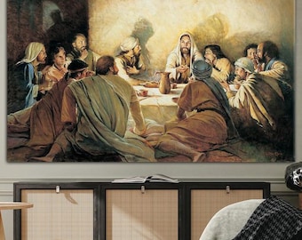 Last Supper Canvas Print, Religious Christian Wall Art, Biblical Painting, Faith Home Decor