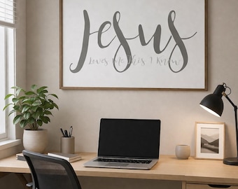 Jesus Loves Me Canvas , Minimalist Christian Wall Art