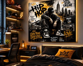 Hip Hop Graffiti Art Print, Urban Rap Music Canvas, Street Art Poster