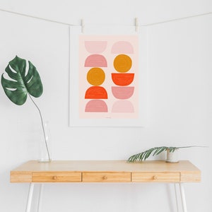 Abstract Shapes, Scandinavian Print, Pink Yellow Mid Century Modern, Colorful Modern Print, Modern Abstract Art, Boho Printable Wall Art image 4