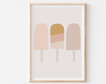 Pastel Pink Popsicle Printable Wall Art, Ice Cream Art, Neutral Girl Nursery Decor, Cute  Pastel Kids Room Decor, Girl Bedroom Art Print