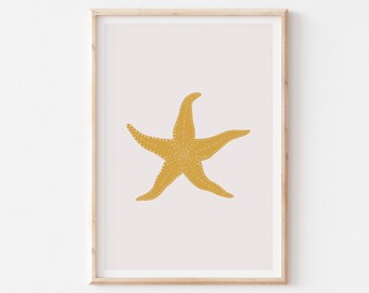 Starfish Printable Wall Art, Beach Nursery Decor, PRINTABLE Wall Art, Coastal Kids Room Decor, DIGITAL DOWNLOAD, Yellow Starfish Print
