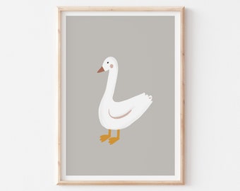 Goose Nursery Print, Vintage Aesthetic Nursery, Cute Nursery Decor, Printable Wall Art, Gender Neutral Baby Room Wall Art, Animal Prints