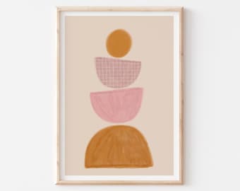 Colorful Abstract Printable Wall Art, Orange Pink Modern Abstract Wall Print, Fun Wall Art, Modern Abstract, Bright Colorful Print for Dorm