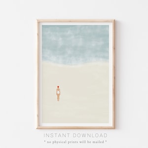 Coastal Abstract Wall Art, Minimalist Beach Painting, Watercolor Coastal Print Abstract, Printable Wall Art, Minimalist Wall Art Coastal