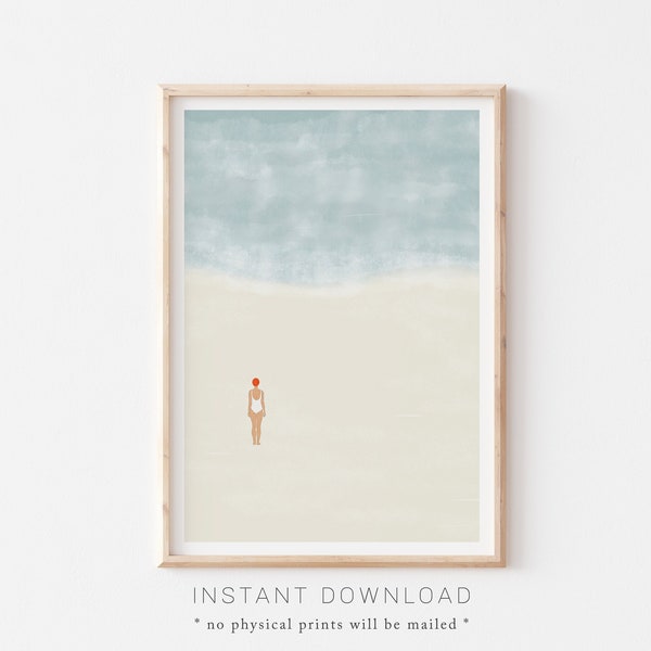 Coastal Abstract Wall Art, Minimalist Beach Painting, Watercolor Coastal Print Abstract, Printable Wall Art, Minimalist Wall Art Coastal