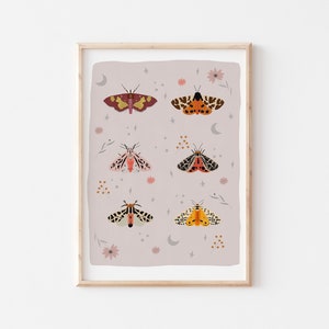 Pastel Pink Yellow Butterfly Art Print, Boho Moth Print, Minimalist Print, Boho Nursery Print, Boho Print, Digital Print, Printable Wall Art