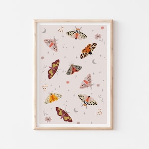 Moth Collection Print, Pink Butterflies Print, Insect Collection Print, Illustration Butterfly Vintage, Colorful Butterflies Girls Room Art