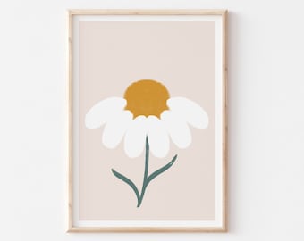 Boho Nursery Decor, Daisy Printable Wall Art, Minimalist Girl Room Decor, Flower Print, Neutral Girl Room Wall Art, Daisy Baby Girl Wall Art