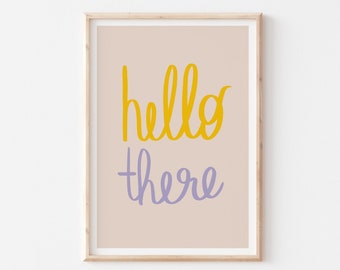 HELLO Printable, Typography Lavender Yellow, Modern Colorful Decor, Trendy Poster Print, Bedroom Wall Decor, Hallway PRINTABLE Wall Art