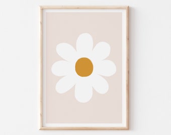 Boho Nursery Decor, Daisy Printable Wall Art, Minimalist Girl Room Decor, Flower Print, Neutral Girl Room Wall Art, Daisy Baby Girl Wall Art