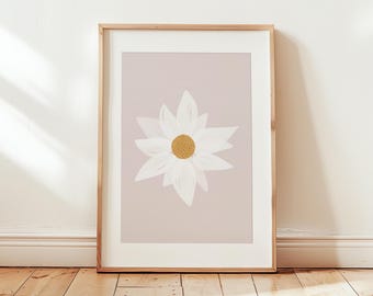 Arte mural floral de margaritas, habitación infantil rosa para bebé niña, estampado botánico, estampados florales, decoración floral, arte mural infantil, decoración infantil