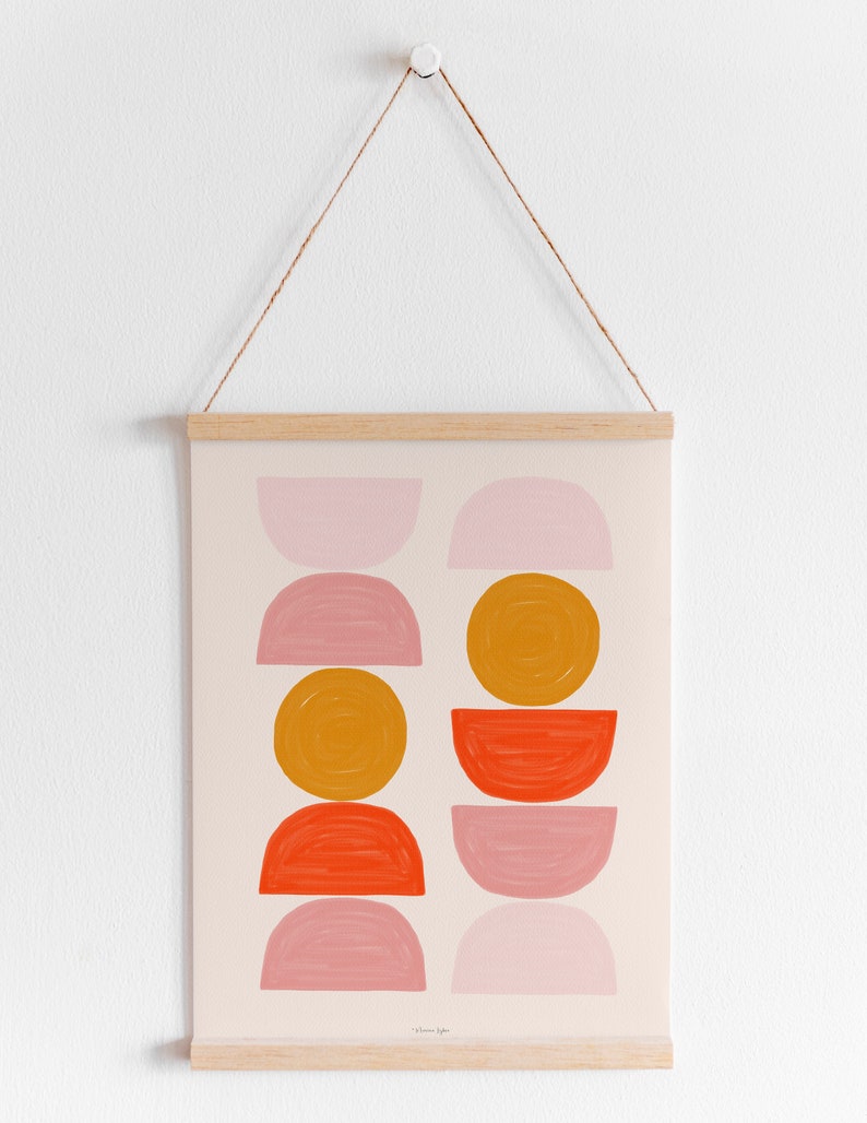 Abstract Shapes, Scandinavian Print, Pink Yellow Mid Century Modern, Colorful Modern Print, Modern Abstract Art, Boho Printable Wall Art image 6