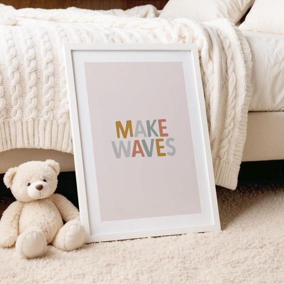 Make Waves Print, Boho Beach Decor, Surf Art, Surf Nursery Decor, Baby Nursery Decor, Nursery Surf Printable, Beach Coastal Room Decor
