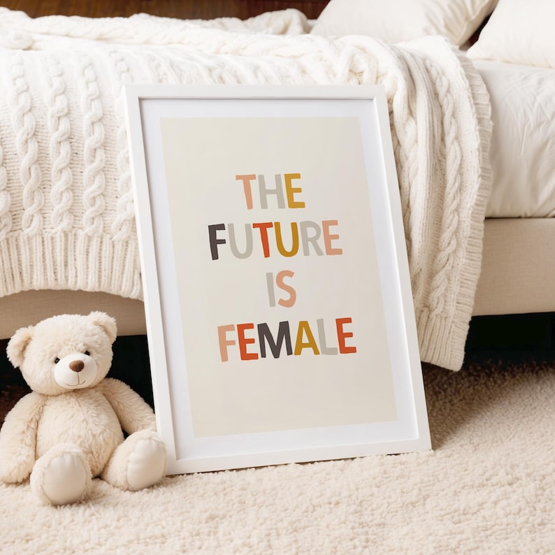 Set of 2 Kids Printables, The Future is Female Poster, Girl Power Poster, Girl Power Art Nursery, Feminist Printable, Women Power Art
