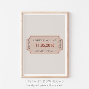 Benutzerdefinierte Vintage Ticket zum Ausdrucken, personalisiertes Geschenk für Paare, Weihnachts- oder Valentinstagsgeschenk, Retro Ticket Art, DIY Event Ticket Design