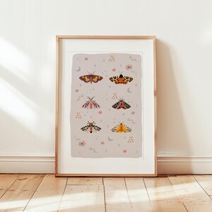 Pastel Pink Yellow Butterfly Art Print, Boho Moth Print, Minimalist Print, Boho Nursery Print, Boho Print, Digital Print, Printable Wall Art