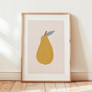 Printable Pear Art, Colorful Kids Poster, Printable Wall Art, Kids Wall Art, Pink Yellow Kids Decor, Modern Nursery Art, Kitchen Wall Art