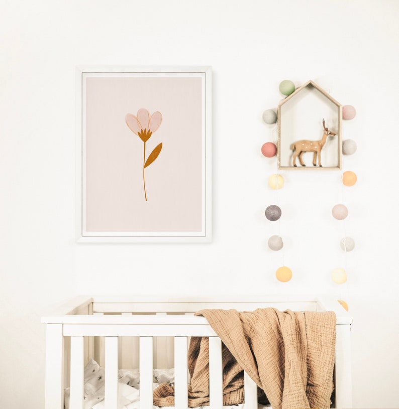 Boho Flower Nursery Printable Wall Art, Pink Terracotta Minimalist Nursery Print, Girl Boho Room Decor, Boho Nursery Print, Boho Baby Shower image 4