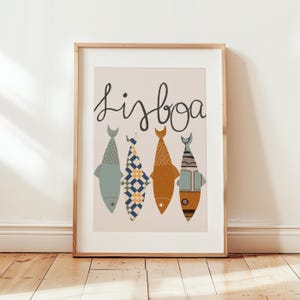 Sardine Kunstdruck, Lissabon Wandkunst, portugiesisches Küchendekor, Reiseplakat, Küstenwandkunst, Sardine Illustration, druckbares Poster