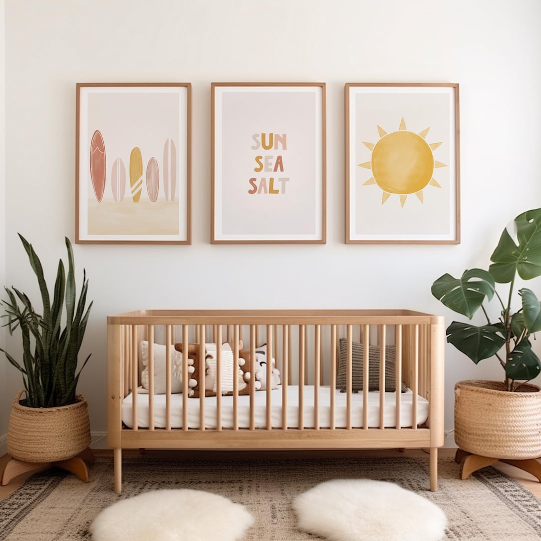 Boho Surf Nursery Decor Coastal Art Print Set of 3 – Surfboard Wall Art ...
