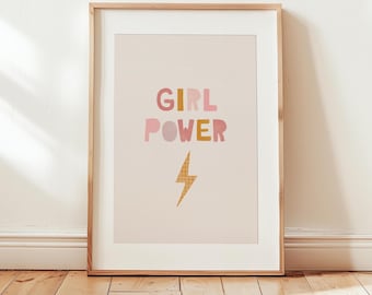 Girl Power Print, Girl Power Poster, Girl Power Wall Art, Grl Pwr Poster, Modern Wall Art, Wall Art, Printable Wall Art, Woman Power Poster