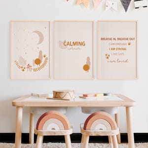 Set of 3, Calming Corner, Woodland, Educational Poster, Classroom Wall Decor, Positive Affirmations, Playroom Wall Art, Homeschool Decor