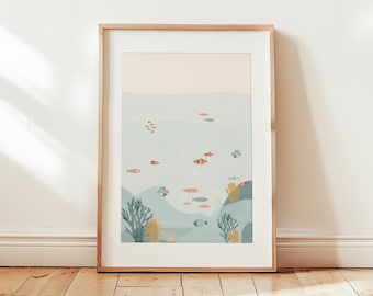 Ocean Nursery, Under the Sea Baby Nursery, Aesthetic Wall Art, Toddler Wall Art, Aesthetic Wall Decor, Nautical Decor Nursery
