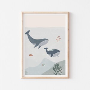 Nursery Decor, Baby Boy Nursery, Whales, Baby Nursery Decor, Nursery Wall Art, Kids Wall Art, Printable Wall Art, Set of 2 Prints Set