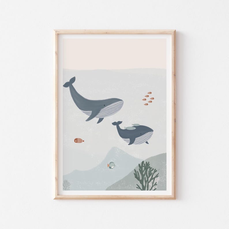 Nursery Decor, Baby Boy Nursery, Whales, Baby Nursery Decor, Nursery Wall Art, Kids Wall Art, Printable Wall Art, Set of 2 Prints Set