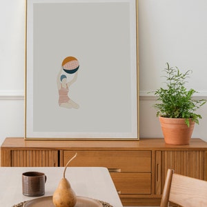 Retro Style Beach Travel Art, Vintage Swimmer Illustration Print, Vintage Style Beach Fashion Illustration, Minimalist Art Deco Beach Style image 2