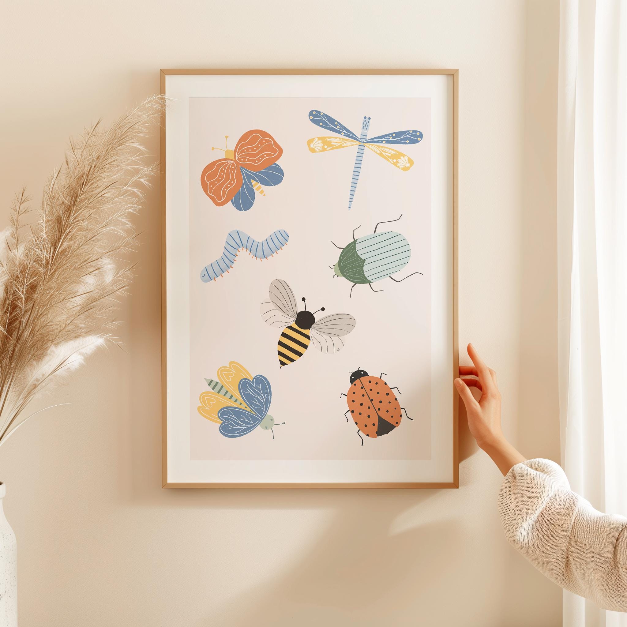 Bugs Art Print for Baby Boy Nursery, Insect Playroom Wall Decor, Kids ...