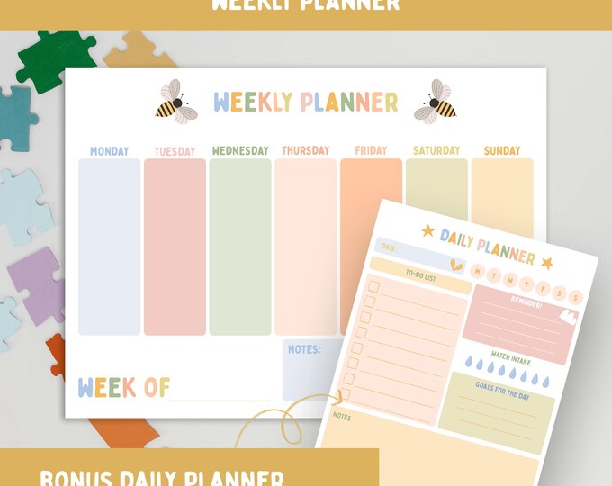 Printable Kids School Planner | Digital Download & Editable | Calendar ...