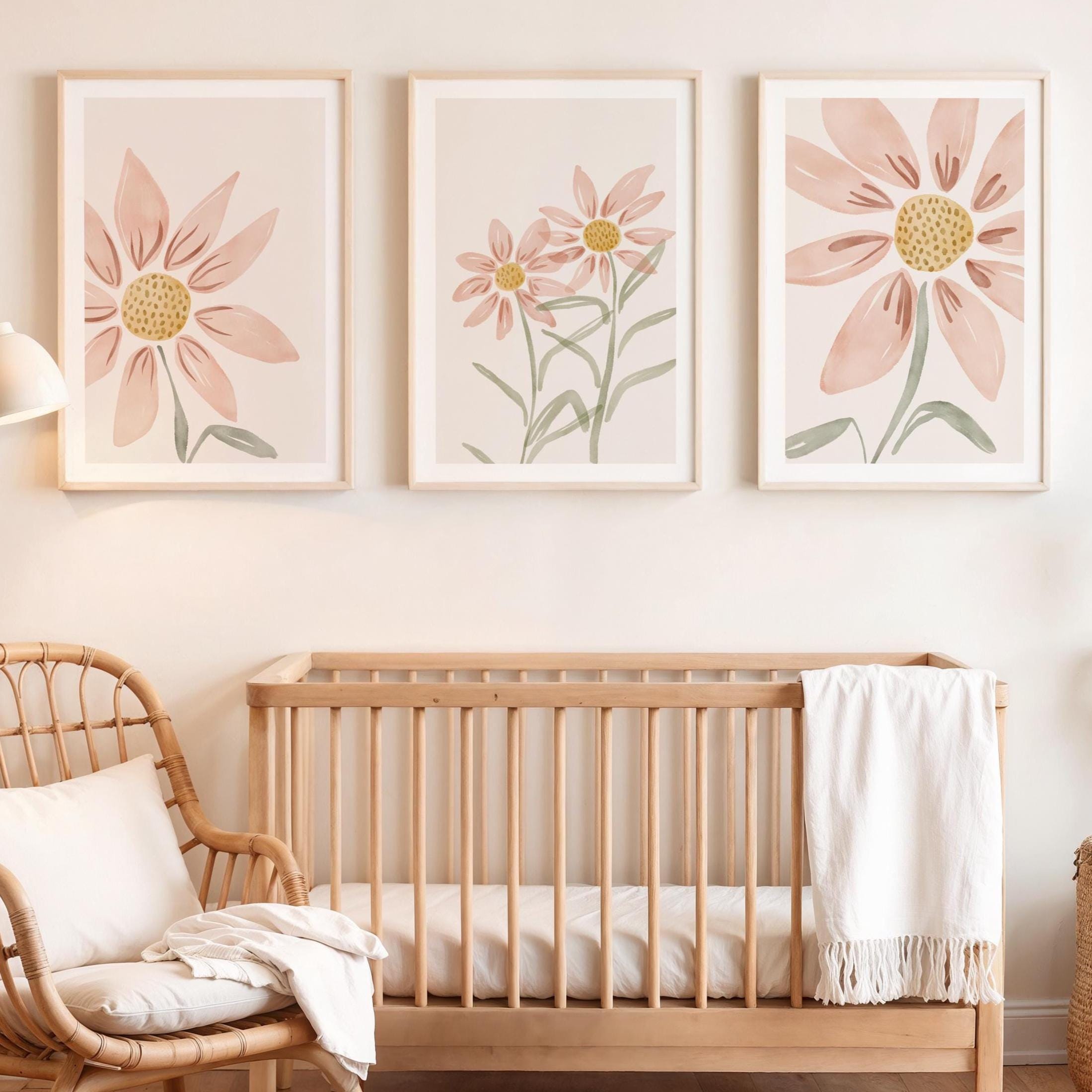 Set of 3 Prints, Wildflowers Wall Art, Wildflower Print Set, Wildflower Nursery, Wildflower Print, Baby Girl Nursery, Boho Nursery Decor