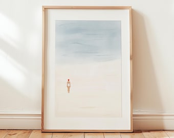 Art mural abstrait côtier, peinture de plage minimaliste, aquarelle abstraite côtière, art mural imprimable, art mural minimaliste côtier