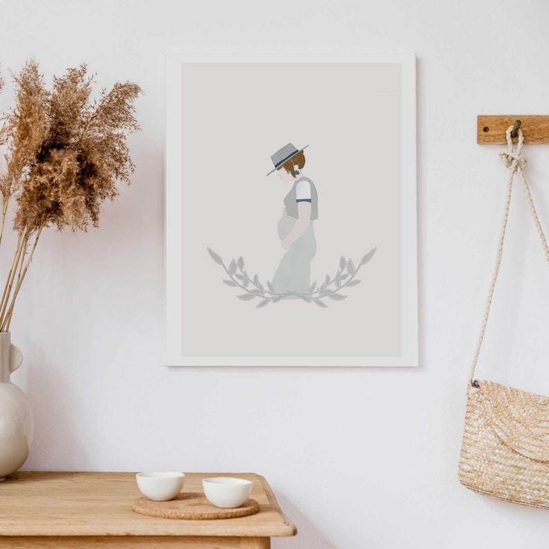 Pregnant Woman Poster, Maternity Wall Art, Nursery Poster, Pregnant Woman Art, Mommy Art Pregnant Print, Pregnancy Gift, Expecting Mom Gift image 2