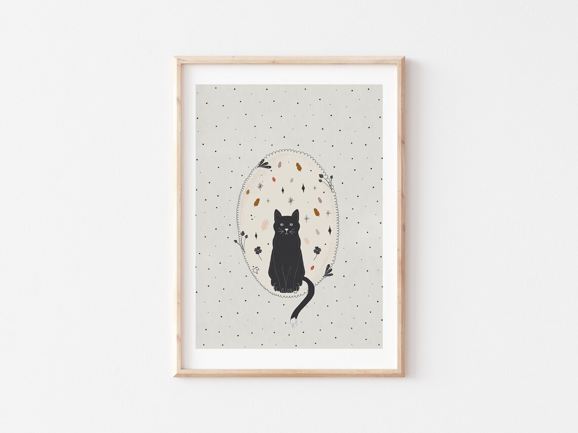 Black Cat Lucky Cat Poster Lucky Poster Black Cat Prints Etsy