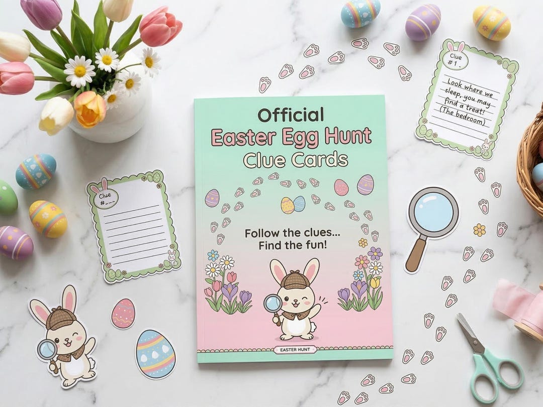 Easter Egg Hunt Clues Printable | Kids Scavenger Hunt Cards (digital ...
