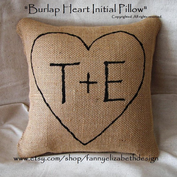 Burlap Pillow FREE SHIPPING-Pillow-Not Cover- Heart Pillow- Burlap Pillows- Valentine's Day Gift- Wedding Gift, Anniversary Gift