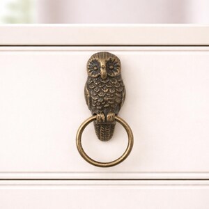 Owl Ring Pull Decorative Drawer Cupboard Knobs For Dresser Wardrobe Kitchen Cabinets