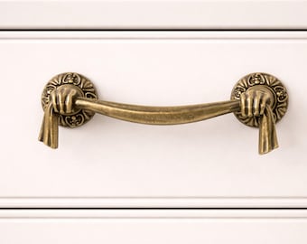 Hands Holding Cloth Metal Pull Decorative Drawer Cupboard Knobs For Dresser Wardrobe Kitchen Cabinets