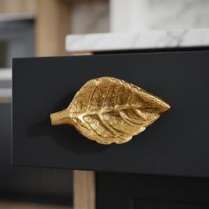 Gold Leaf Metal Knob Decorative Drawer Cupboard Knobs For Dresser Wardrobe Kitchen Cabinets