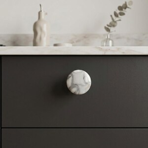 White Faux Marble Knob Decorative Drawer Cupboard Knobs For Dresser Wardrobe Kitchen Cabinets