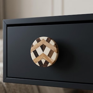 Inlay Round Wood Knob Decorative Drawer Cupboard Knobs For Dresser Wardrobe Kitchen Cabinets