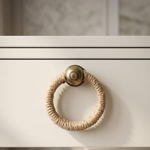 Jute Ring Pull Decorative Drawer Cupboard Knobs For Dresser Wardrobe Kitchen Cabinets