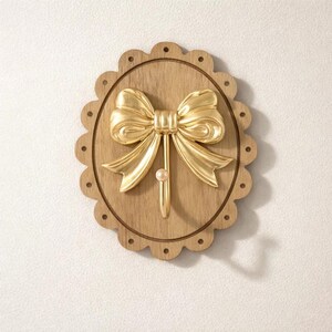 Gold Bow Wood Vintage Style Wall Hooks For Home Decor Towel Bag Holder Hooks