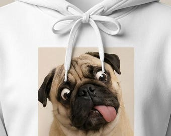 Sudadera con capucha divertida de carlino, sudadera con capucha con meme viral de perro, sudadera con capucha con estampado de cara de carlino adorable para amantes de los perros, mujeres y hombres, cómoda sudadera con capucha unisex Gildan 18500