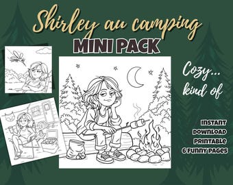 Lustige Camping-Malvorlagen – 6er-Pack | Druckbare PDF-Datei | Entspannende Malvorlagen für Erwachsene