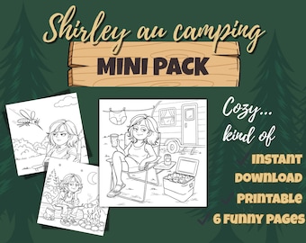 Funny Camping Coloring Pages – Pack of 6 Coloring Pages | Printable PDF File | Relaxing Adult Coloring